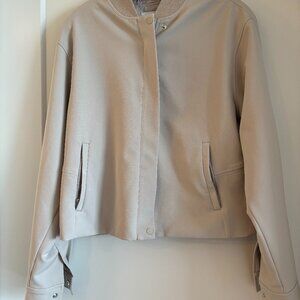 Athleta Bomber Jacket in Abalone Gray/Beige Small